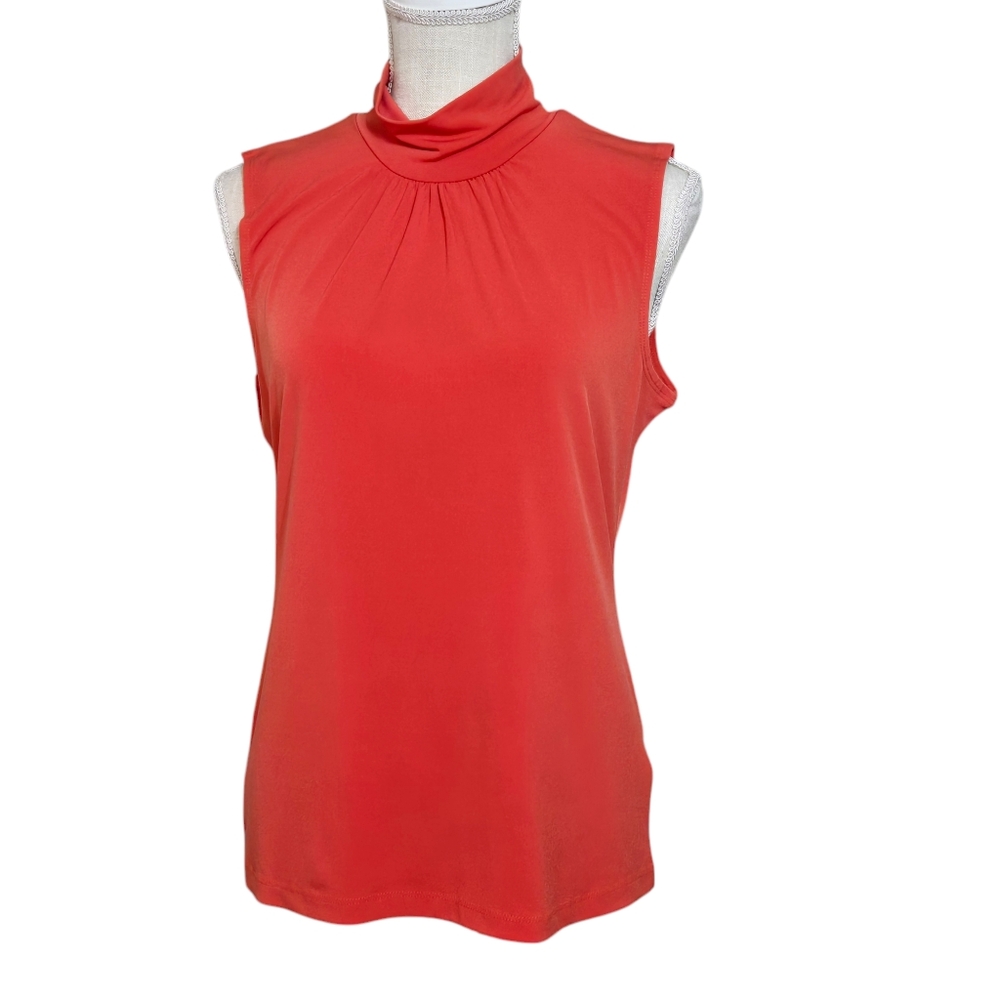 REV Josephine Ladies Orange Medium Mock Neck Sleeveless Tank Top Blouse